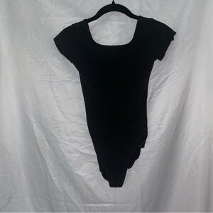 Eurotard Leotard Short Sleeve Solid Black Uniform Scoop neck